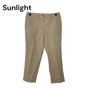 Chicos Womens Beige Slim Straight Cropped Pants SZ 0.5 US sz 6 Mid Rise Classic